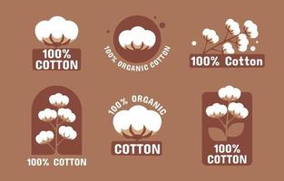 collection de logos d'étiquettes en coton biologique vecteur