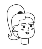 blond Jeune femme monochrome plat linéaire personnage diriger. optimiste. queue de cheval coiffure. modifiable contour main tiré Humain visage icône. 2d dessin animé place vecteur avatar illustration pour animation