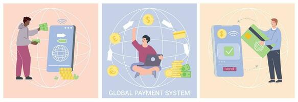 international Paiements plat des illustrations vecteur