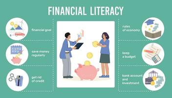 financier l'alphabétisation infographie vecteur