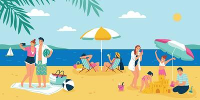 plat plage vacances illustration vecteur