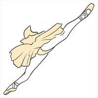 ballet. jambes de ballerine en tutu et pointe. dessin au trait. vecteur