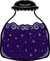 une violet potion pot avec étoiles sur il vecteur