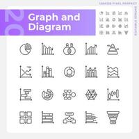 graphique et diagramme linéaire Icônes ensemble. Les données visualisation. information afficher. présentation élément. personnalisable mince ligne symboles. isolé vecteur contour illustrations. modifiable accident vasculaire cérébral