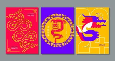 modèle disposition chinois Nouveau année 2024, année de le dragon , zodiaque vecteur