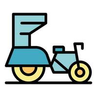 myanmar cyclo-pousse icône vecteur plat