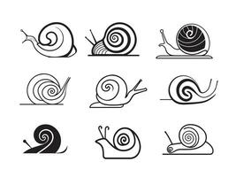 escargot collection Icônes main tiré esquisser illustration vecteur