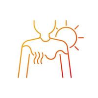 icône de vecteur linéaire dégradé coup de soleil. personne exposée au soleil. inflammation pendant l'été due à un coup de chaleur. symboles de couleur de ligne mince. pictogramme de style moderne. dessin de contour isolé de vecteur