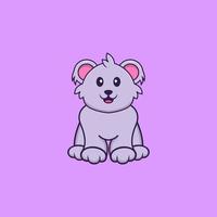 le koala mignon est assis. concept de dessin animé animal isolé. peut être utilisé pour un t-shirt, une carte de voeux, une carte d'invitation ou une mascotte. style cartoon plat vecteur