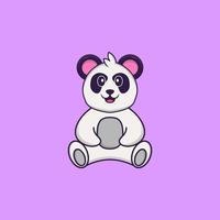 panda mignon est assis. concept de dessin animé animal isolé. peut être utilisé pour un t-shirt, une carte de voeux, une carte d'invitation ou une mascotte. style cartoon plat vecteur