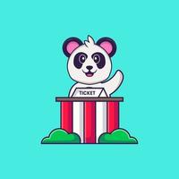le panda mignon est un gardien de billets. concept de dessin animé animal isolé. peut être utilisé pour un t-shirt, une carte de voeux, une carte d'invitation ou une mascotte. style cartoon plat vecteur