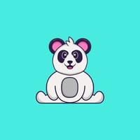 panda mignon est assis. concept de dessin animé animal isolé. peut être utilisé pour un t-shirt, une carte de voeux, une carte d'invitation ou une mascotte. style cartoon plat vecteur