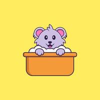 koala mignon prenant un bain dans la baignoire. concept de dessin animé animal isolé. peut être utilisé pour un t-shirt, une carte de voeux, une carte d'invitation ou une mascotte. style cartoon plat vecteur