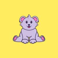 le koala mignon est assis. concept de dessin animé animal isolé. peut être utilisé pour un t-shirt, une carte de voeux, une carte d'invitation ou une mascotte. style cartoon plat vecteur