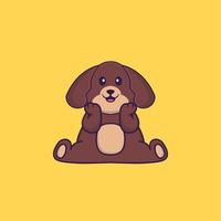 chien mignon est assis. concept de dessin animé animal isolé. peut être utilisé pour un t-shirt, une carte de voeux, une carte d'invitation ou une mascotte. style cartoon plat vecteur