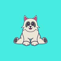 chien mignon est assis. concept de dessin animé animal isolé. peut être utilisé pour un t-shirt, une carte de voeux, une carte d'invitation ou une mascotte. style cartoon plat vecteur