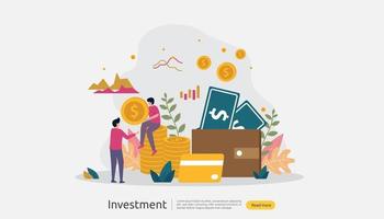 concept d'investissement commercial. charte graphique des retours sur investissement. croissance financière s'élevant jusqu'au succès. modèle de page de destination Web, bannière, présentation, médias sociaux et imprimés. illustration vectorielle vecteur