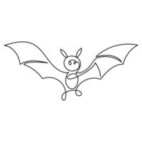 continu un ligne chauve souris dessin vecteur art illustration