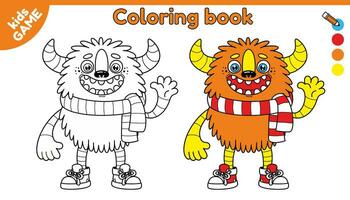 page de coloration livre pour enfants. contour dessin animé monstre. peindre marrant mutante. activité pour préscolaire et école les enfants. isolé vecteur noir et blanc illustration.