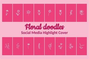 icône de griffonnage dessiné à la main de fleurs florales de printemps et d'été pour l'histoire des médias sociaux et mettre en évidence la couverture vecteur