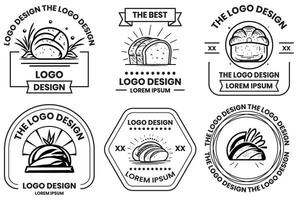 pain magasin logo dans plat ligne art style vecteur