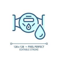 2d pixel parfait modifiable bleu l'eau mètre icône, isolé vecteur, mince ligne illustration représentant plomberie. vecteur