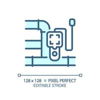 2d pixel parfait modifiable bleu pipeline et dispositif icône, isolé vecteur, mince ligne illustration représentant plomberie. vecteur