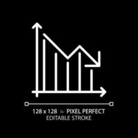 diminution graphique blanc linéaire icône pour foncé thème. La Flèche Aller bas. argent diagramme. économique crise. récession entreprise. mince ligne illustration. isolé symbole pour nuit mode. modifiable accident vasculaire cérébral vecteur