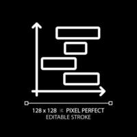 gantt graphique blanc linéaire icône pour foncé thème. projet calendrier. tâche gestion. programme planification. processus amélioration. mince ligne illustration. isolé symbole pour nuit mode. modifiable accident vasculaire cérébral vecteur