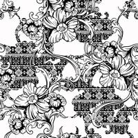 Modèle sans couture de tissu éclectique. Origine ethnique avec ornement baroque. vecteur