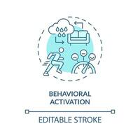 2d modifiable comportemental Activation bleu mince ligne icône concept, isolé vecteur, monochromatique illustration représentant comportemental thérapie. vecteur