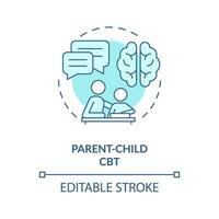 2d modifiable parent enfant cbt bleu mince ligne icône concept, isolé vecteur, monochromatique illustration représentant comportemental thérapie. vecteur