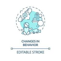 2d modifiable changements dans comportement bleu mince ligne icône concept, isolé vecteur, monochromatique illustration représentant comportemental thérapie. vecteur