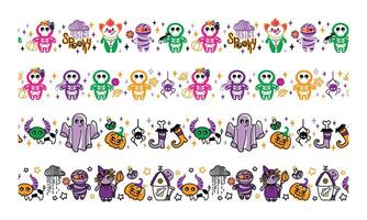 Halloween personnages. Halloween les frontières collection. ensemble de motifs pour cadres. vecteur