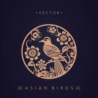 asiatique traditionnel oiseau motifs ancien chinois fleur et oiseau motifs vecteur