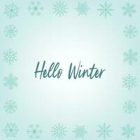 Bonjour hiver élégant moderne caractères sur bleu flocon de neige Contexte. vecteur