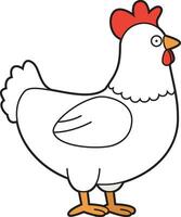 mignonne dessin animé vecteur illustration de une blanc poulet