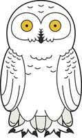 mignonne dessin animé vecteur illustration de une neigeux hibou