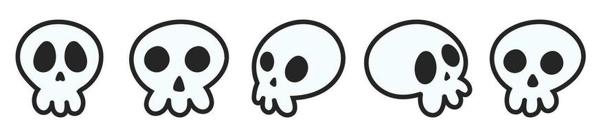 mignonne crâne dessin effrayant Halloween dessin animé squelette vecteur