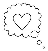 illustration de vecteur de dessin animé de coeur dans la bulle de pensée