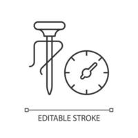 icône linéaire de thermomètre à lait. outil professionnel pour mesurer la température des aliments et des boissons. illustration personnalisable de fine ligne. symbole de contour. dessin de contour isolé de vecteur. trait modifiable vecteur