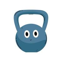 dessin animé kettlebell avec une de bonne humeur expression. vecteur illustration dans main dessiner style