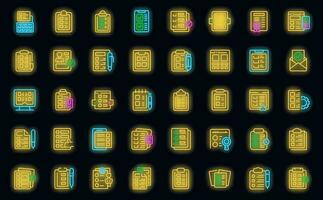 questionnaire Icônes ensemble vecteur néon