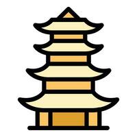 ville pagode icône vecteur plat