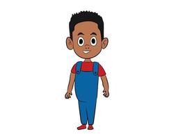 personnage de dessin animé de garçon afro-américain vecteur