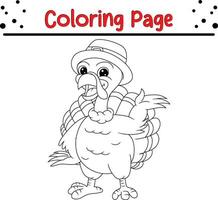 content action de grâces coloration page pour les enfants. dinde coloration livre. vecteur