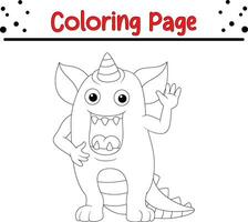 mignonne dessin animé monstre coloration page. enfants noir et blanc illustration. vecteur