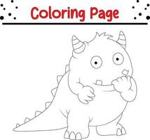 mignonne dessin animé monstre coloration page. enfants noir et blanc illustration. vecteur