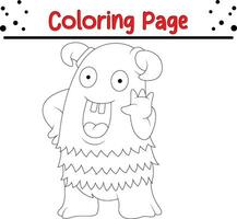 mignonne dessin animé monstre coloration page. enfants noir et blanc illustration. vecteur