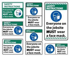 les instructions de sécurité portent un signe de masque facial isoler sur fond blanc, illustration vectorielle eps.10 vecteur
